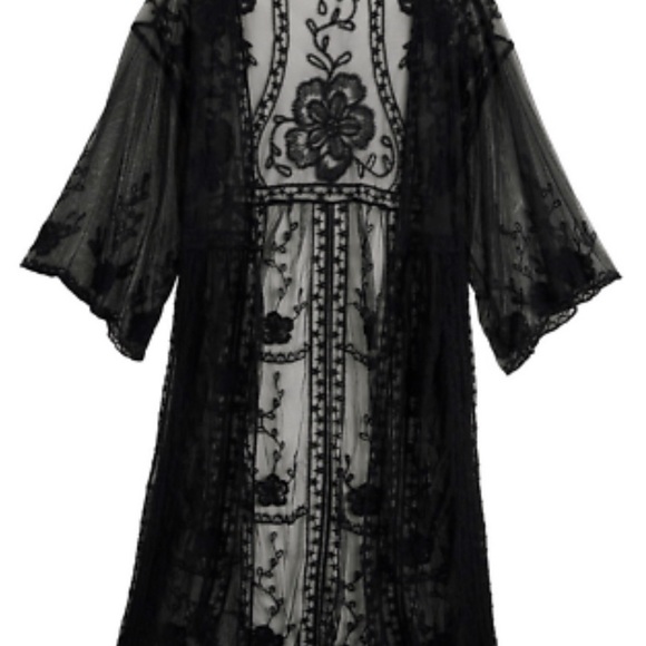 LC Lauren Conrad Black Lace Kimono - Picture 6 of 15